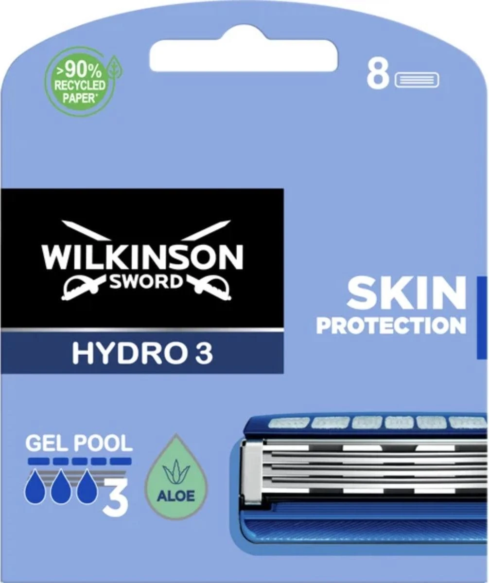 Wilkinson Sword Hydro 3 Scheermesjes Skin Protection 8 Stuks 1 Wilkinson Sword Hydro 3 Scheermesjes Skin Protection 8 Stuks