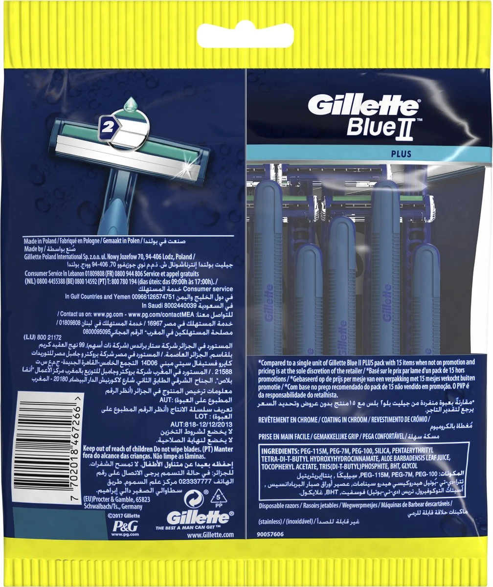 Gillette® Gillette BlueII Plus Wegwerpmesjes Mannen - 20 Stuks 8 Gillette® Gillette BlueII Plus Wegwerpmesjes Mannen - 20 Stuks - Afbeelding 8