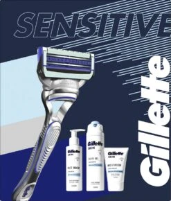 Gillette® Gillette Geschenkset SkinGuard Sensitive - Scheersysteem Voor Mannen + SkinGuard Scheergel 200ml + Hydraterende Crème 100ml + Gezichtsreiniger 140ml -Verzorgingsproductenwinkel 1023x1200 2