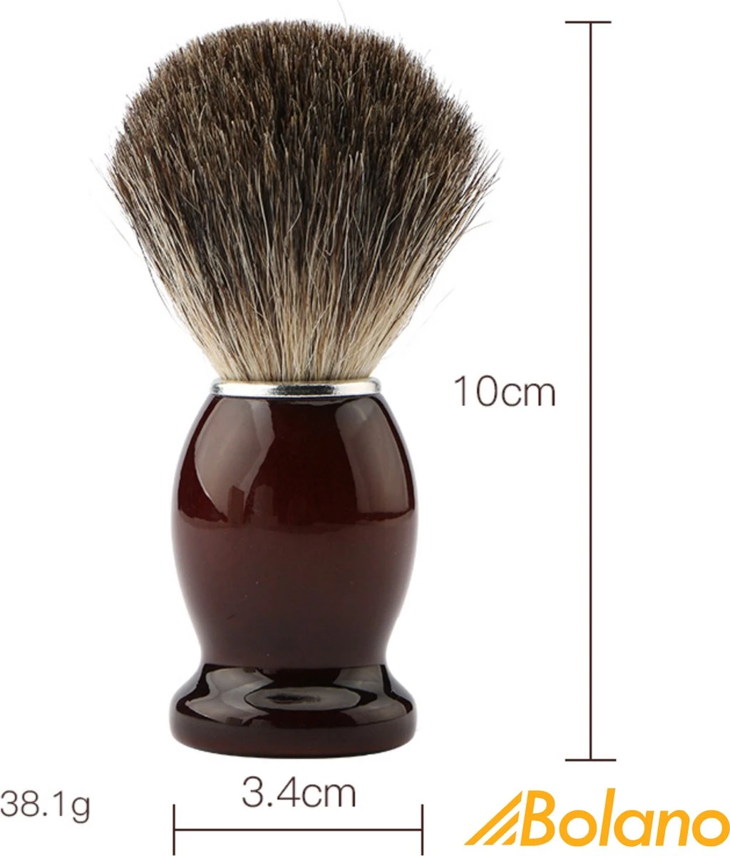 Bolano® Premium Duurzaam Scheerkwast Brown Wood - Klassiek Scheerkwast Voor Mannen En Vrouwen - 100% Soepel Haar Voor Een Optimale Verdeling 6 Bolano® Premium Duurzaam Scheerkwast Brown Wood - Klassiek Scheerkwast Voor Mannen En Vrouwen - 100% Soepel Haar Voor Een Optimale Verdeling - Afbeelding 6