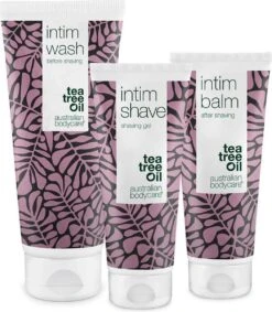Serie Scheren Intieme Zone - 3 Producten Voor Het Verwijderen Van Rode Bultjes, Vlekjes En Ingegroeide Haren Na Het Scheren. De Serie Bevat: Intim Wash 200ml, Intim Shave 100ml, Intieme Aftershave Balsem 100ml | Australian Bodycare -Verzorgingsproductenwinkel 1049x1200