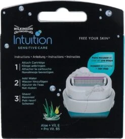 Wilkinson Intuition Sensitive Care 4 Scheermesjes - Navulling 18 Wilkinson Intuition Sensitive Care 4 Scheermesjes - Navulling -Verzorgingsproductenwinkel 1083x1200