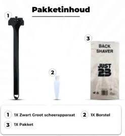 JUST23 Back Shaver - Rug Scheermes - Rughaar Verwijderaar - Rug Scheren - Inklapbaar - Incl. Schoonmaak Borstel -Verzorgingsproductenwinkel 1102x1200 1