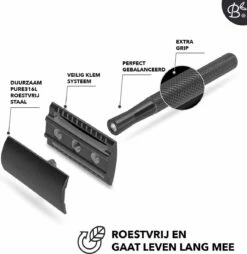 Bamboozy Safety Razor RVS + 20 Scheermesjes Mat Zwart Unisex Mannen Vrouwen Double Edge Single Blade Zero Waste Duurzaam Scheren -Verzorgingsproductenwinkel 1166x1200 4