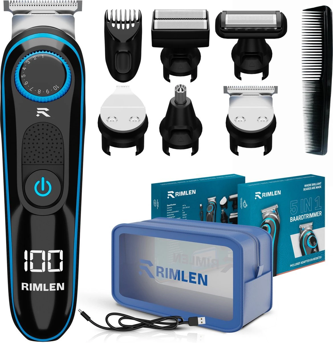 5 In 1 Baardtrimmer Voor Mannen - Trimmer Voor Baard En Lichaam - Neus En Oor -Bodygroomer - 0.5-10MM 1 5 In 1 Baardtrimmer Voor Mannen - Trimmer Voor Baard En Lichaam - Neus En Oor -Bodygroomer - 0.5-10MM