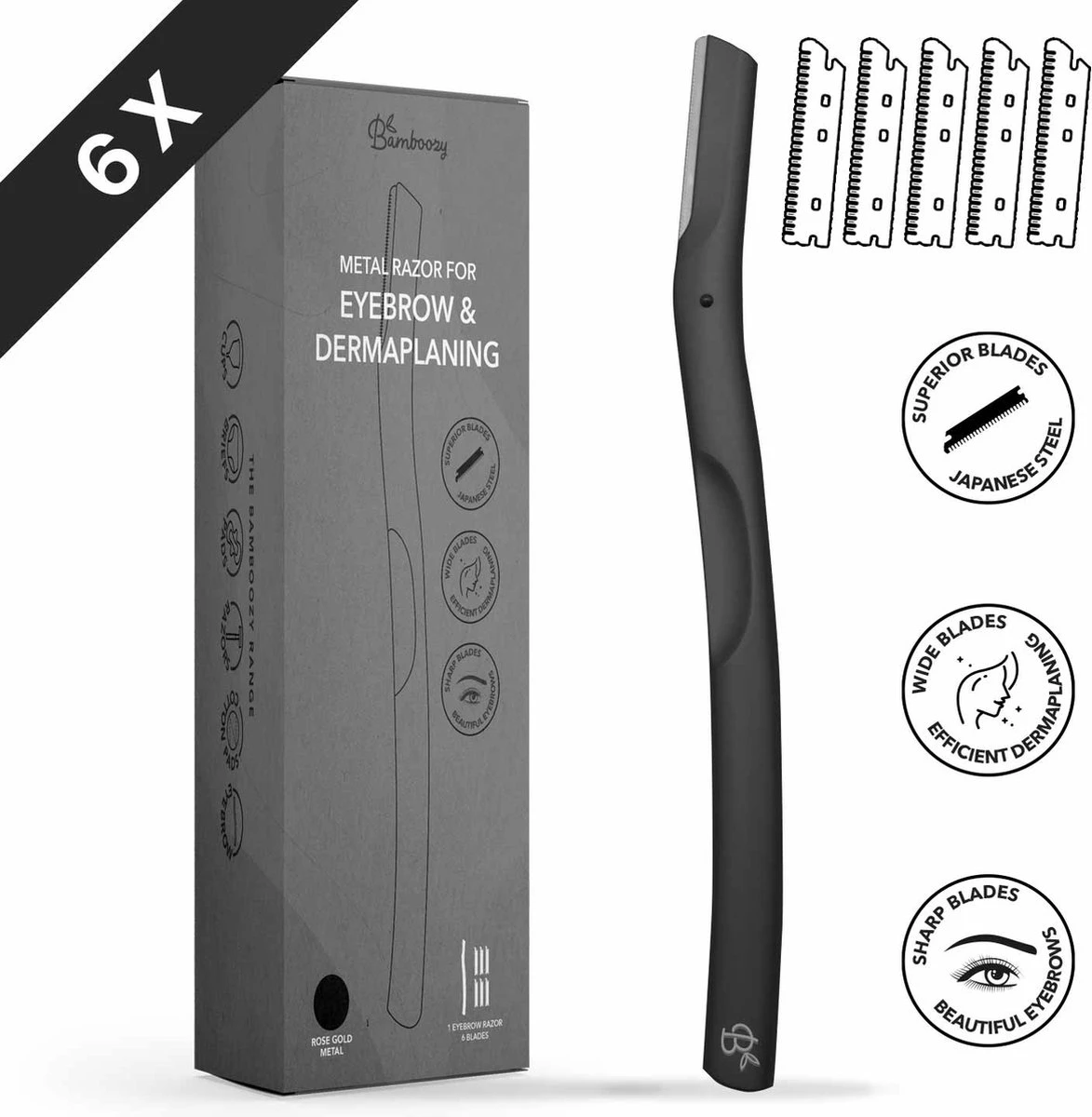 Bamboozy Metalen Dermaplaning 6x Diep Zwart Unisex Wenkbrauw Scheermesje Mesje Van Metaal - Scheermes Gezicht Intieme Streek - Baard Bakkebaarden Donshaartjes Scheren Contouren 1 Bamboozy Metalen Dermaplaning 6x Diep Zwart Unisex Wenkbrauw Scheermesje Mesje Van Metaal - Scheermes Gezicht Intieme Streek - Baard Bakkebaarden Donshaartjes Scheren Contouren