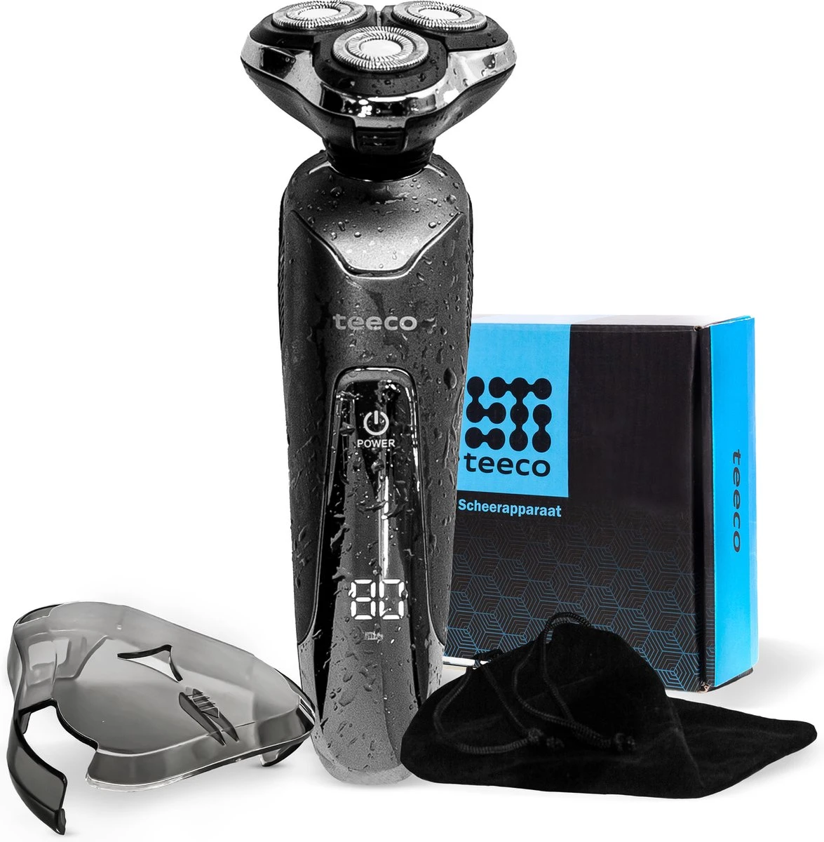 Teeco Scheerapparaat Mannen - Nat En Droog Scheren - LED Display - Beschermkap - Zwart 1 Teeco Scheerapparaat Mannen - Nat En Droog Scheren - LED Display - Beschermkap - Zwart