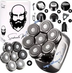 6-in-1 Scheerapparaat Mannen + Extra Scheerkop – Trimmer - Skull Edition PRO - Nat & Droog - Face En Head Shaver – Hoofd Kaal Scheren - Draadloos Opladen - Opzetstukken - Incl. E-Book
