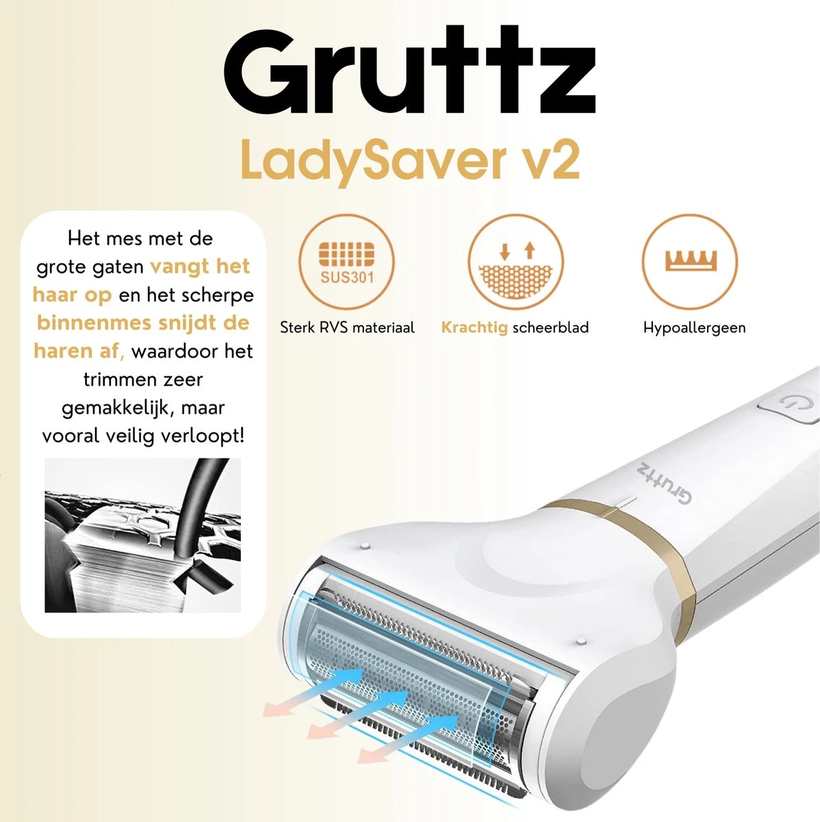 Gruttz - 7 In 1 Ladyshaver PRO Voor Vrouwen V2 - Inclusief Reistas - Trimmer Vrouw - Scheerapparaat Vrouwen - Bikini 6 Gruttz - 7 In 1 Ladyshaver PRO Voor Vrouwen V2 - Inclusief Reistas - Trimmer Vrouw - Scheerapparaat Vrouwen - Bikini - Afbeelding 6