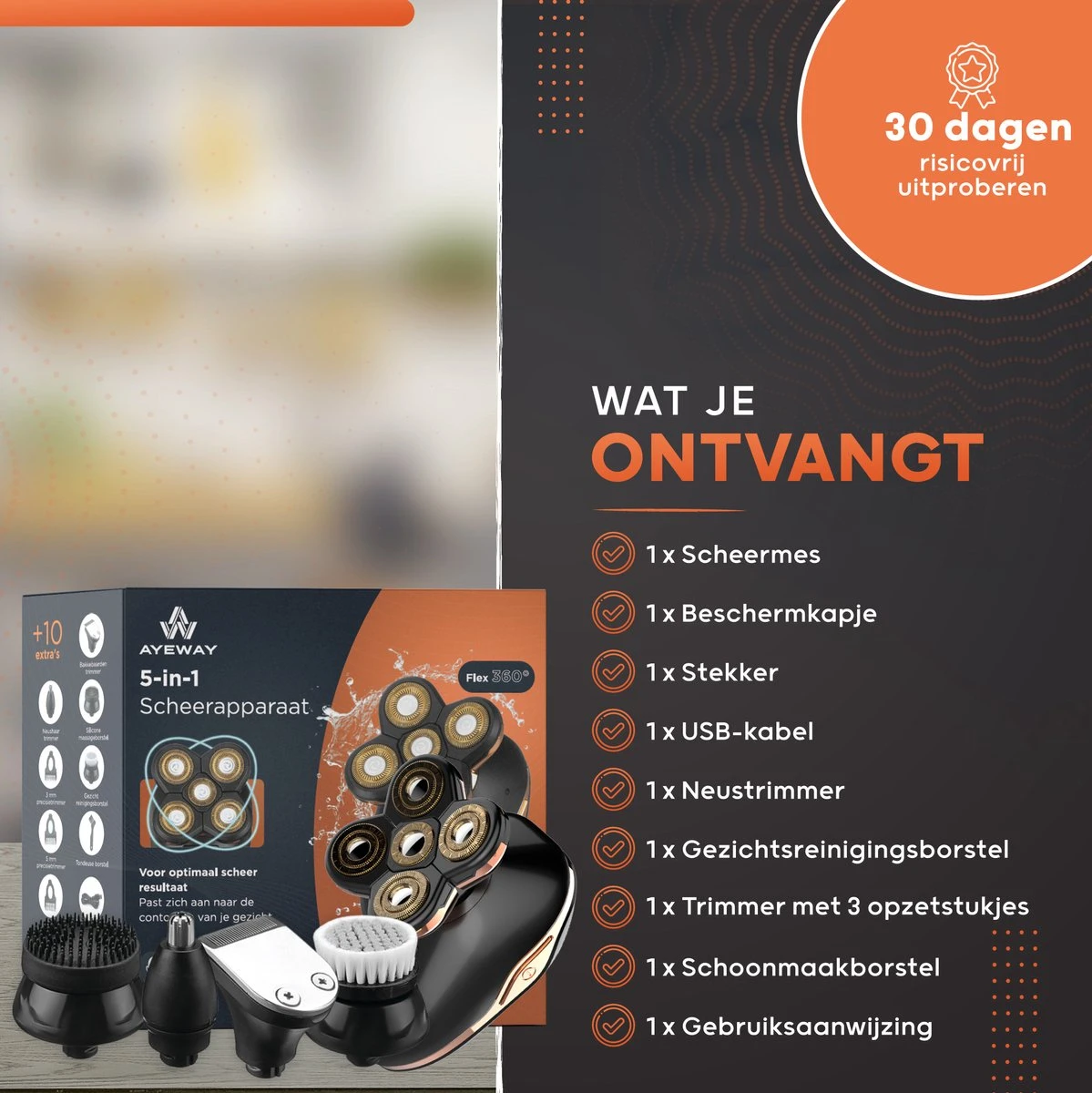 AyeWay 5 In 1 Scheerapparaat - Draadloos - Baardtrimmer - Scheren, Trimmer & Reiniger - Scheerapparaat Mannen - Trimmer Baard 7 AyeWay 5 In 1 Scheerapparaat - Draadloos - Baardtrimmer - Scheren, Trimmer & Reiniger - Scheerapparaat Mannen - Trimmer Baard - Afbeelding 7