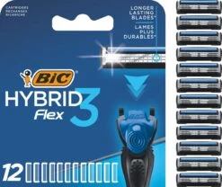 BIC Hybrid 3 Flex Scheermesjes Voor Mannen - 12 Navulmesjes - Geen Houder