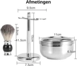 Complete Scheerset - Vaderdag Cadeau - RVS Scheerkom - Scheerkwast - Scheermeshouder - Badkamer Set - Scheerspullen 14 Complete Scheerset - Vaderdag Cadeau - RVS Scheerkom - Scheerkwast - Scheermeshouder - Badkamer Set - Scheerspullen -Verzorgingsproductenwinkel 1200x1040