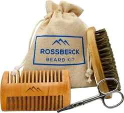 Rossberck Beard Kit - Baardkam, Baardborstel & Neushaarschaartje - Baard Accessoires