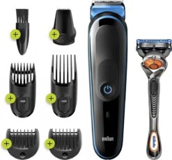 Braun MGK5245 7-in-1 Trimmer Baardtrimmer Voor Mannen - Gezichts- En Haartrimmer - Zwart/Blauw
