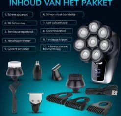 DynaBright Professioneel Scheerapparaat - 6 In 1 - 8 Roterende Bits - Mannen - Neustrimmer - Baard - 6 Opzetstukken - Tondeuse - Trimmer - Nat En Droog Scheren - Draadloos - Shaver - Zwart -Verzorgingsproductenwinkel 1200x1153 5
