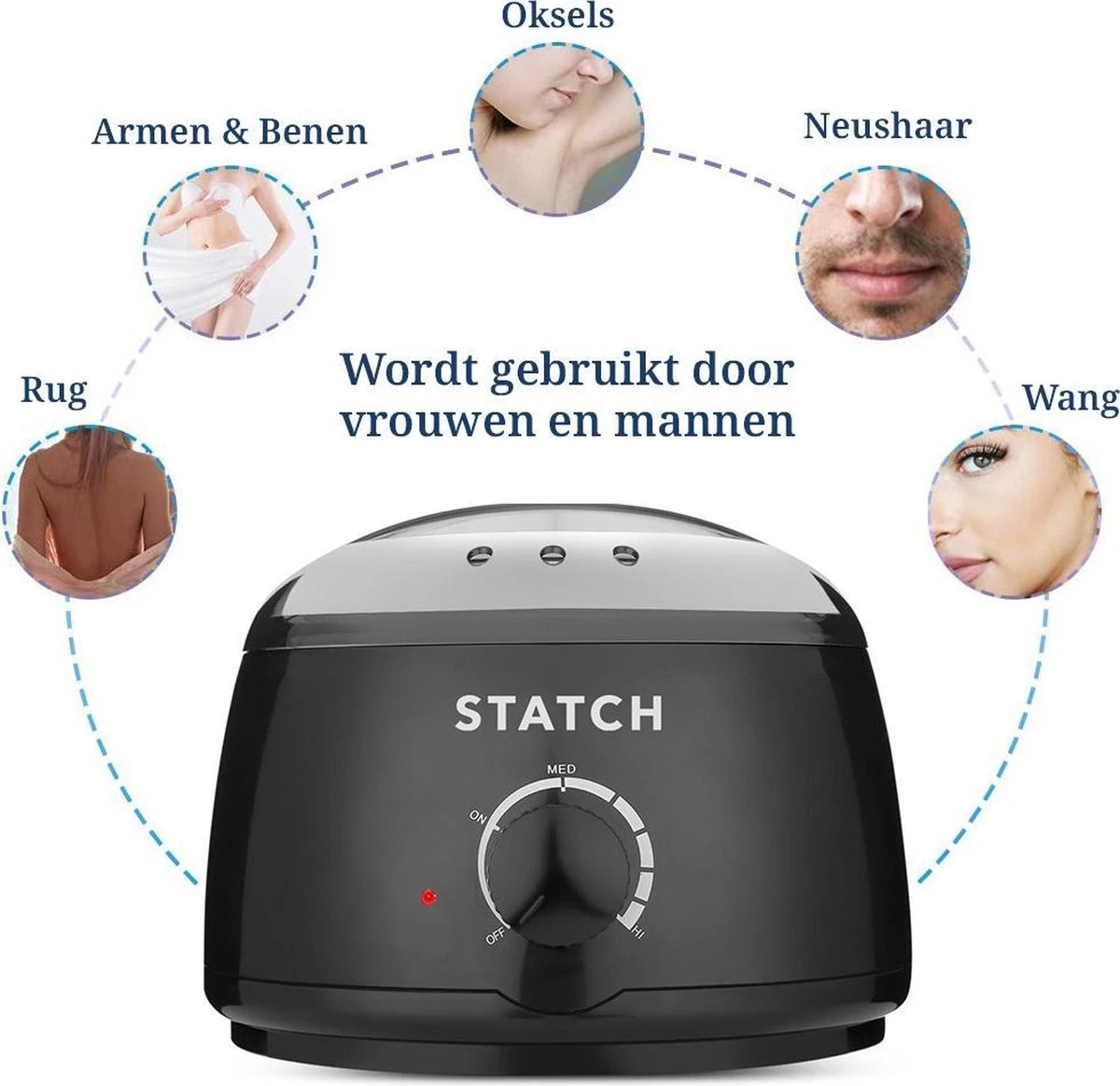 STATCH Wax Apparaat Ontharing Set Met 500 Gram Wax Bonen En 25 Houten Spatels - 3 STATCH Wax Apparaat Ontharing Set Met 500 Gram Wax Bonen En 25 Houten Spatels - - Afbeelding 3