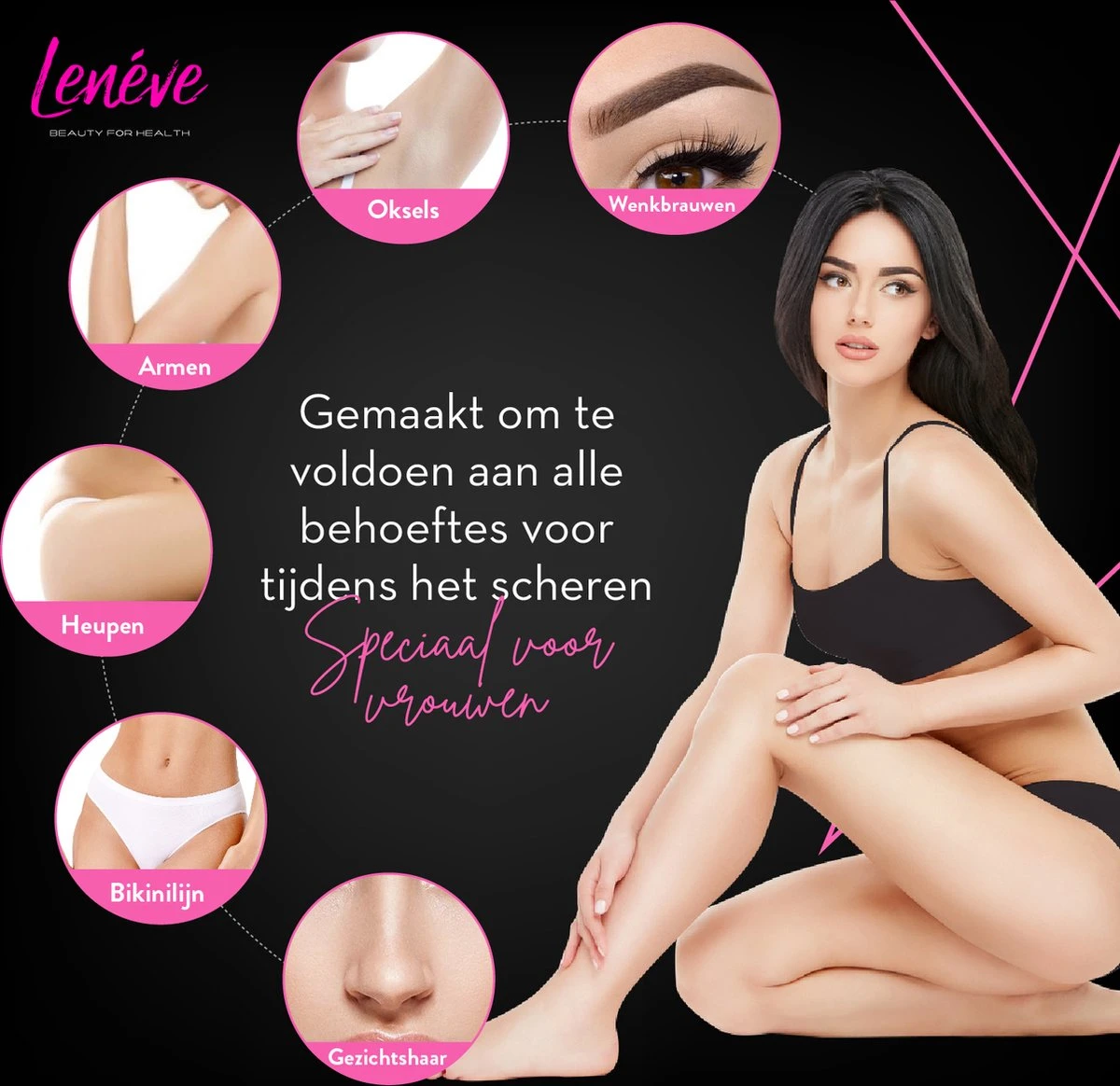 Lenéve Ladyshave - Ladyshave Voor Vrouwen - 5 In 1 - Haarverwijderaar - Bikinitrimmer - Neustrimmer - Wenkbrauw Trimmer 2 Lenéve Ladyshave - Ladyshave Voor Vrouwen - 5 In 1 - Haarverwijderaar - Bikinitrimmer - Neustrimmer - Wenkbrauw Trimmer - Afbeelding 2