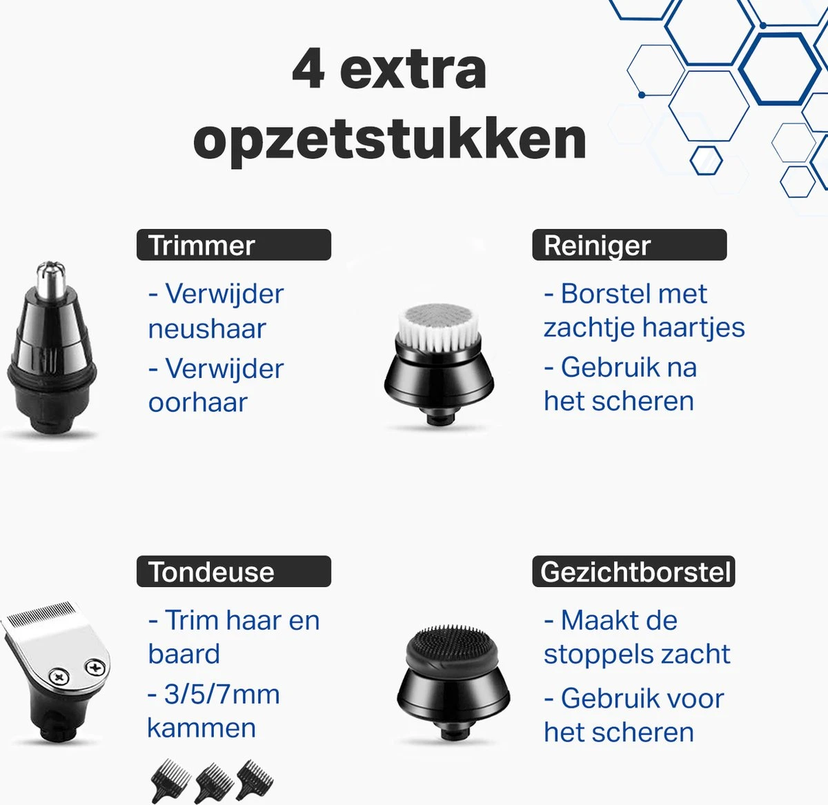 Vivid Green 5-in-1 Scheerapparaat Mannen - Trimmer - Nat En Droog Scheren - Incl. 5 Opzetstukken - Draadloos 8 Vivid Green 5-in-1 Scheerapparaat Mannen - Trimmer - Nat En Droog Scheren - Incl. 5 Opzetstukken - Draadloos - Afbeelding 8