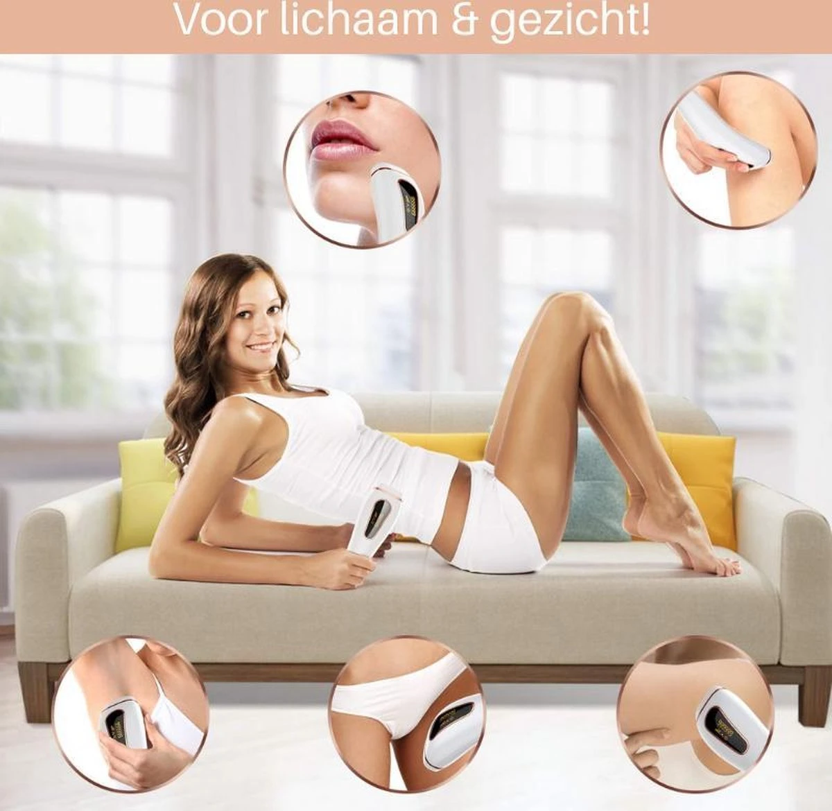 Dyla IPL Ontharingsapparaat Hair Removal - Pijnloze Haar Verwijderaar - Lichtontharing - 999.999 Flitsen - Wit 6 Dyla IPL Ontharingsapparaat Hair Removal - Pijnloze Haar Verwijderaar - Lichtontharing - 999.999 Flitsen - Wit - Afbeelding 6