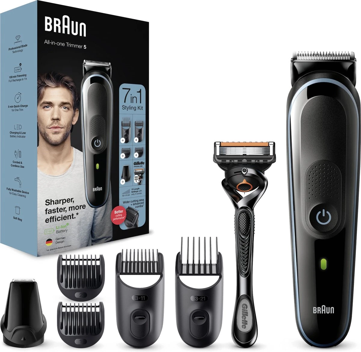 Braun Multigroomer 5 MGK5355 - 7in1 Trimmer Voor Mannen - 5 Opzetstukken 1 Braun Multigroomer 5 MGK5355 - 7in1 Trimmer Voor Mannen - 5 Opzetstukken