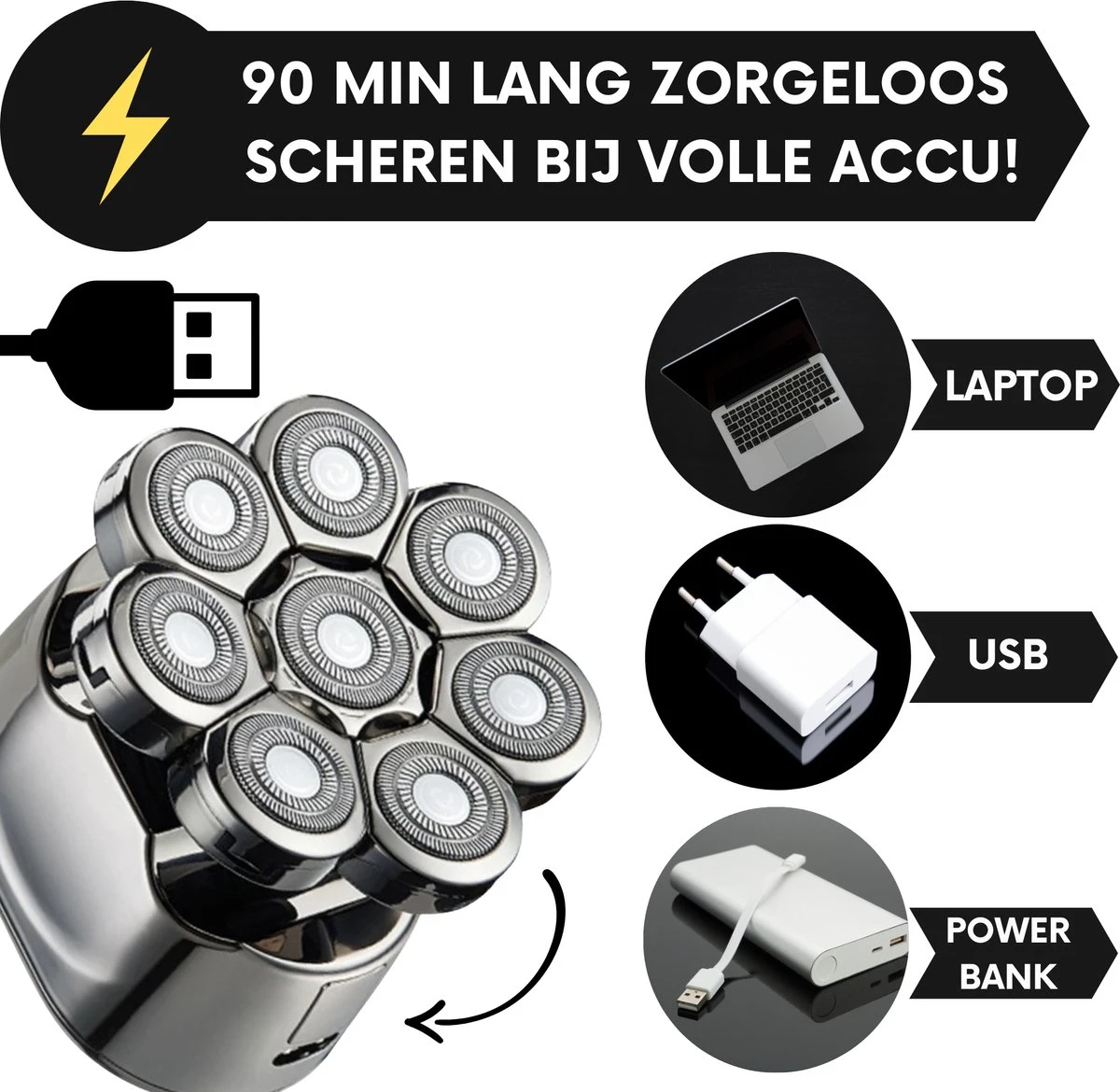6-in-1 Scheerapparaat Mannen – Trimmer - Skull Edition PRO | 8 Blade - Nat & Droog - Face En Head Shaver – Hoofd Kaal Scheren - USB - Opzetstukken - Incl. E-Book 9 6-in-1 Scheerapparaat Mannen – Trimmer - Skull Edition PRO | 8 Blade - Nat & Droog - Face En Head Shaver – Hoofd Kaal Scheren - USB - Opzetstukken - Incl. E-Book - Afbeelding 9