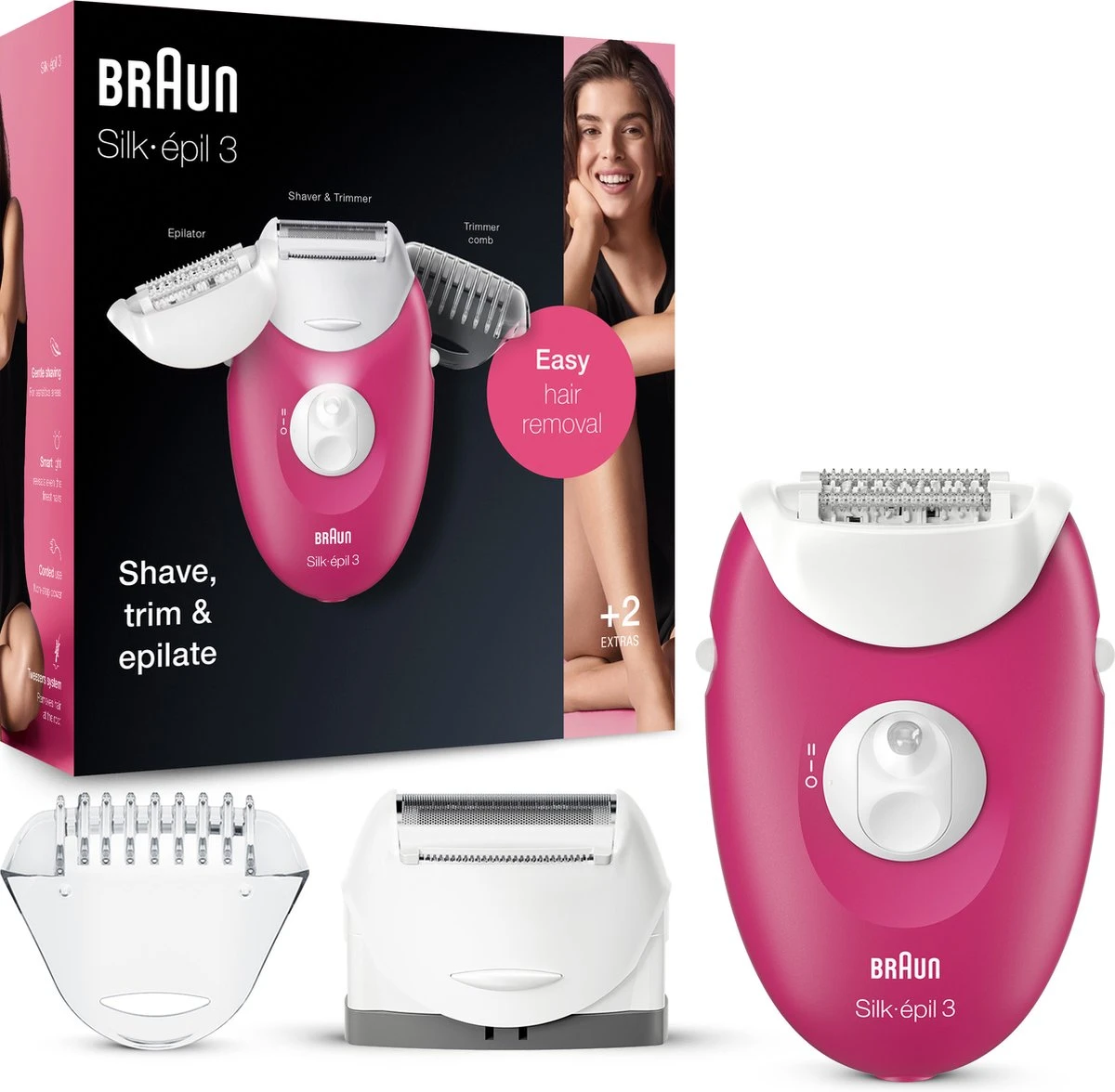 Braun Silk-épil 3 3-410 - Elektrische Epilator Voor Dames - Roze/wit 1 Braun Silk-épil 3 3-410 - Elektrische Epilator Voor Dames - Roze/wit