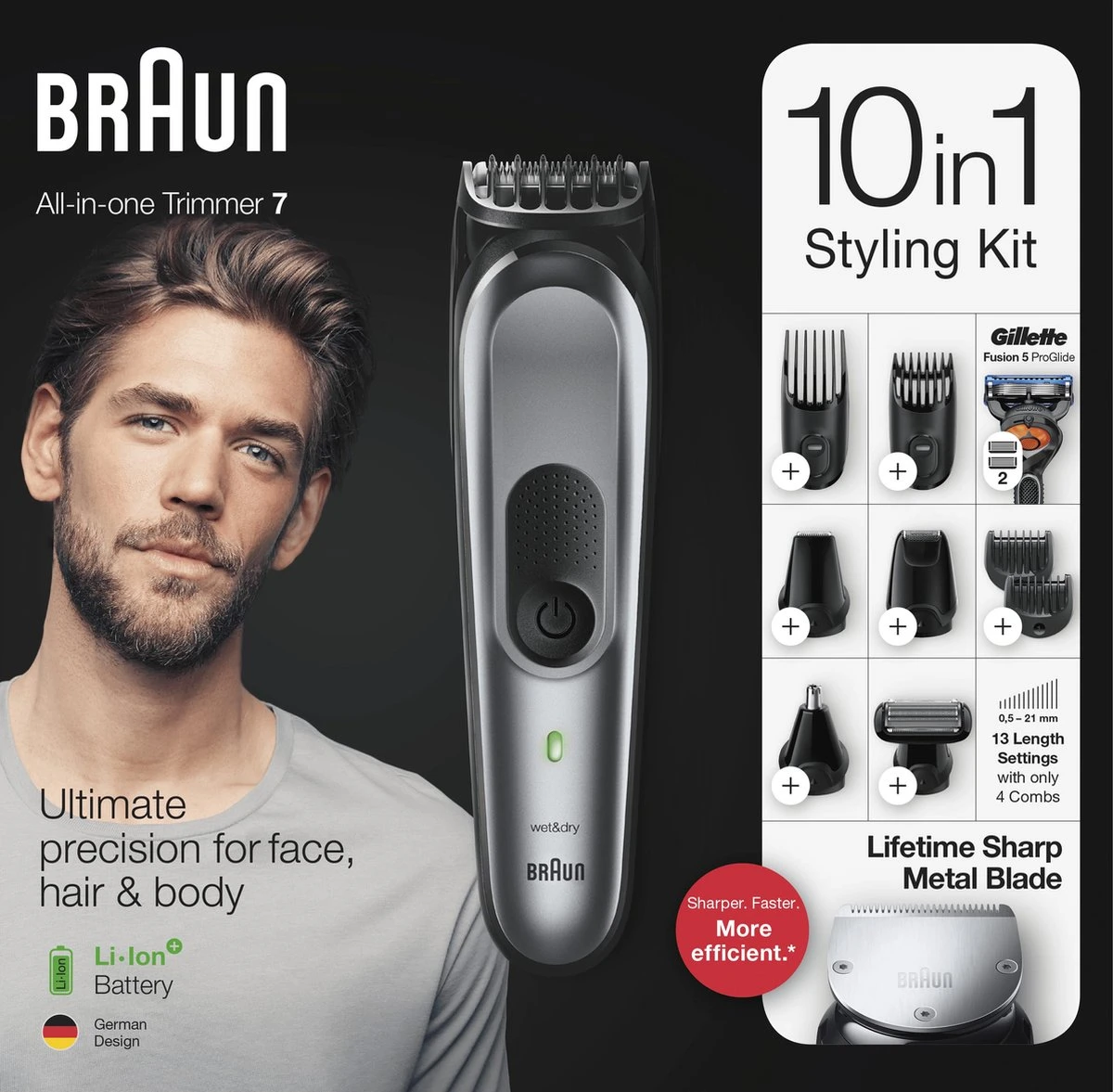 Braun Multigroomer 7221 - 10 In 1 Trimmer - Baardtrimmer Haartrimmer Bodygroomer 11 Braun Multigroomer 7221 - 10 In 1 Trimmer - Baardtrimmer Haartrimmer Bodygroomer - Afbeelding 11