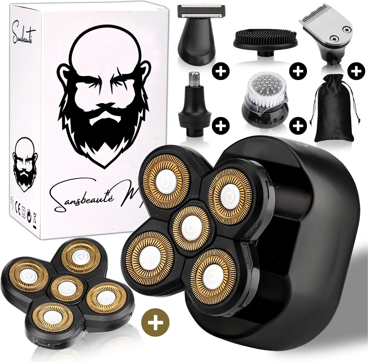 6-in-1 Scheerapparaat Mannen + Extra Scheerkop – Trimmer - Sansbeauté Skull Edition Classic - Electric Face & Head Shaver - Hoofd Kaal Scheren – Nat & Droog - Elektrisch 1 6-in-1 Scheerapparaat Mannen + Extra Scheerkop – Trimmer - Sansbeauté Skull Edition Classic - Electric Face & Head Shaver - Hoofd Kaal Scheren – Nat & Droog - Elektrisch