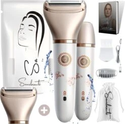 2-in-1 Ladyshave + Extra Scheerkop - Gezicht - Oksels - Benen - Bikinilijn - Scheerapparaat Vrouw - Haarverwijderaar Dames - Trimmer Vrouw - Intieme Zone Schaamhaar - Ladyshaves Bikini - Oplaadbaar