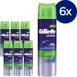 Gillette - Scheergel - Sensitive Gevoelige Huid - 6 X 200 ML - Voordeelverpakking -Verzorgingsproductenwinkel 1200x1190 1