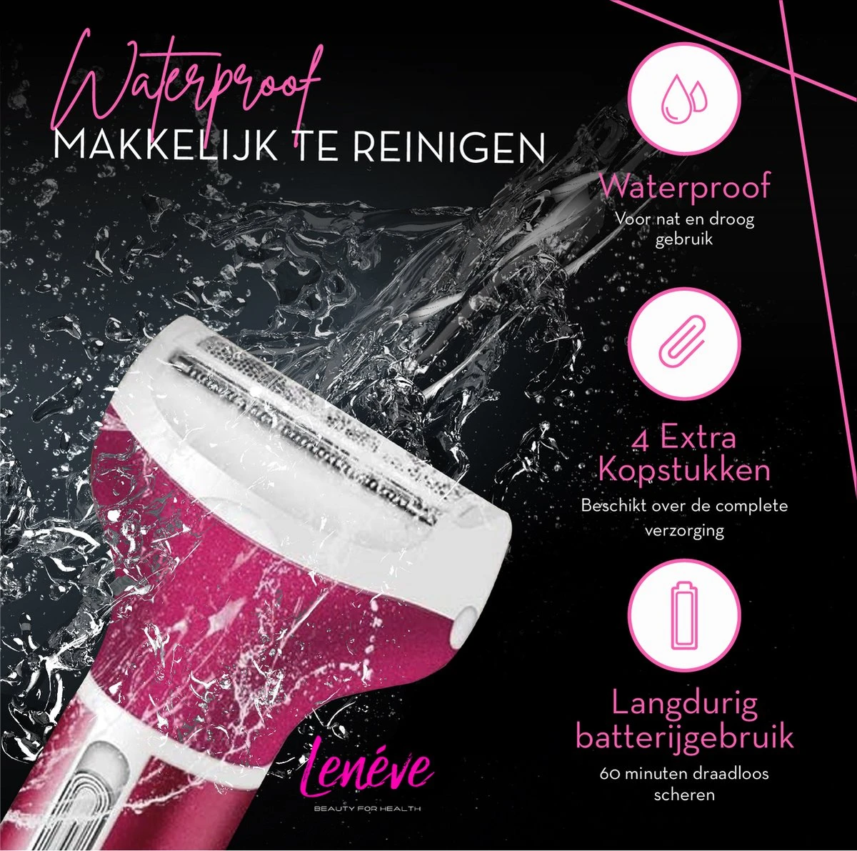 Lenéve Ladyshave - Ladyshave Voor Vrouwen - 5 In 1 - Haarverwijderaar - Bikinitrimmer - Neustrimmer - Wenkbrauw Trimmer 3 Lenéve Ladyshave - Ladyshave Voor Vrouwen - 5 In 1 - Haarverwijderaar - Bikinitrimmer - Neustrimmer - Wenkbrauw Trimmer - Afbeelding 3
