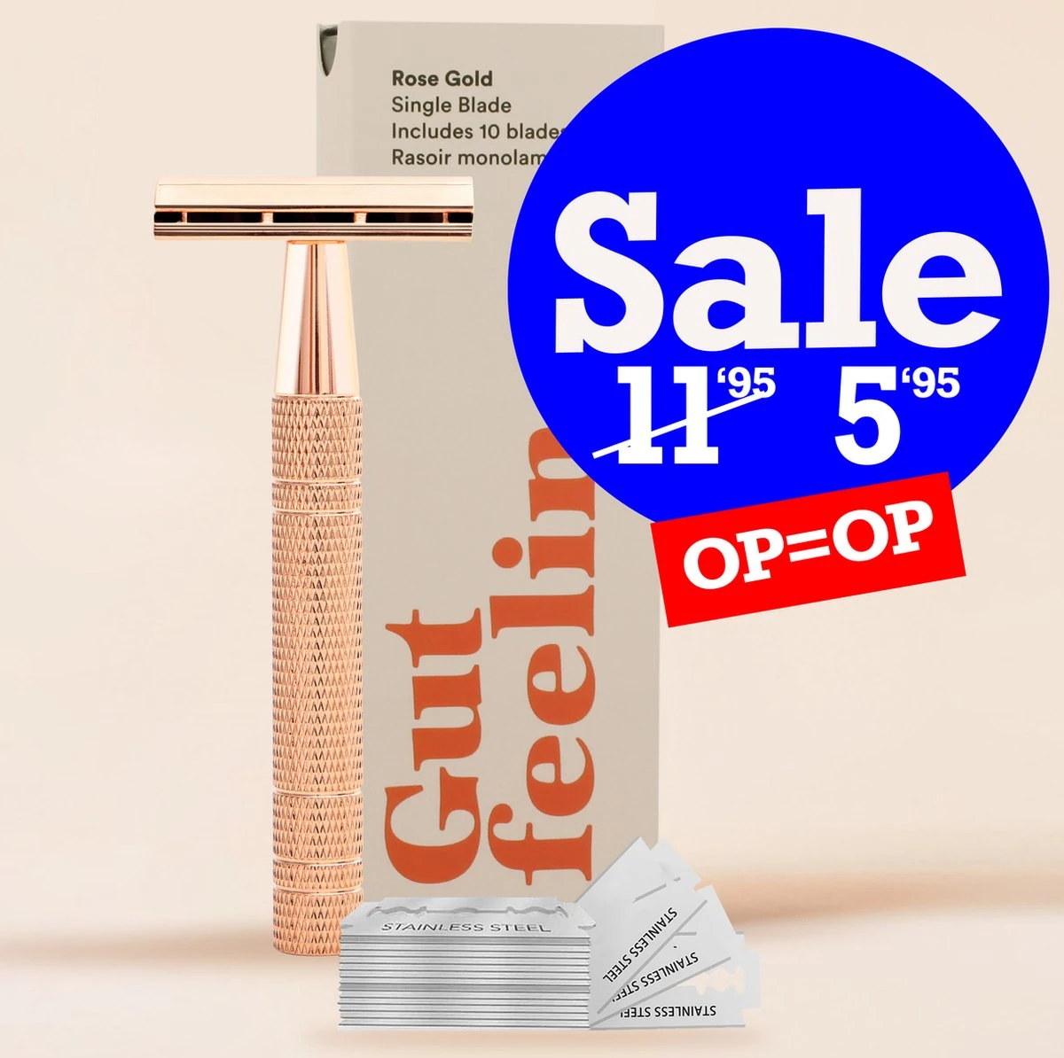 Gutfeeling© - Zero Waste Safety Razor +10 Scheermesjes - Rose Gold Scheermes Voor Vrouwen - Venus - Oksels - Benen 1 Gutfeeling© - Zero Waste Safety Razor +10 Scheermesjes - Rose Gold Scheermes Voor Vrouwen - Venus - Oksels - Benen