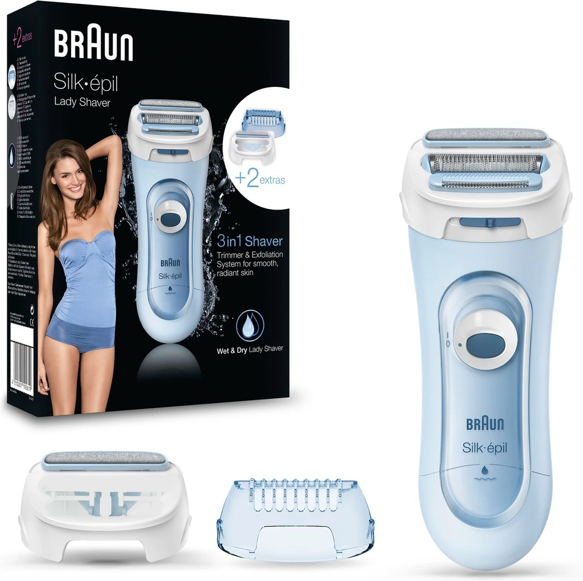 Braun Silk-épil Lady Shaver 5-160 - Bleu - 3en1 Pour Femme - Rasoir Électrique - Tondeuse & Exfoliation 1 Braun Silk-épil Lady Shaver 5-160 - Bleu - 3en1 Pour Femme - Rasoir Électrique - Tondeuse & Exfoliation