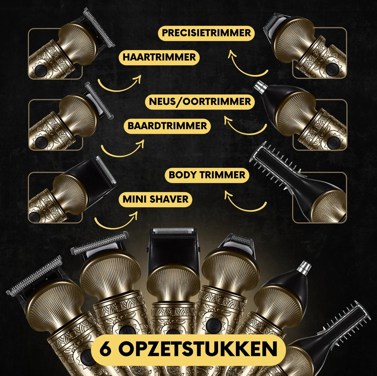 6-in-1 Baardtrimmer Mannen - Trimmer Voor Baard En Lichaam - Incl. 6 Opzetstukken - Bodygroomer Mannen - Bodytrimmer Heren - Tondeuse - 0.5-15MM - Neus En Oor 7 6-in-1 Baardtrimmer Mannen - Trimmer Voor Baard En Lichaam - Incl. 6 Opzetstukken - Bodygroomer Mannen - Bodytrimmer Heren - Tondeuse - 0.5-15MM - Neus En Oor - Afbeelding 7