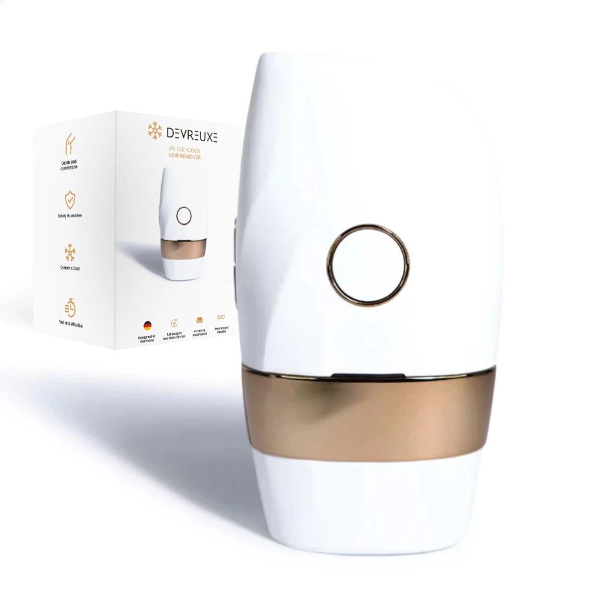 Devreuxe - IPL Ontharingsapparaat – Laser Ontharing – Met Beschermbril – IPL Lichtontharing – 999.999 Flitsen – IPL Ontharing - Met ICE-COOL Functie - Wit 1 Devreuxe - IPL Ontharingsapparaat – Laser Ontharing – Met Beschermbril – IPL Lichtontharing – 999.999 Flitsen – IPL Ontharing - Met ICE-COOL Functie - Wit