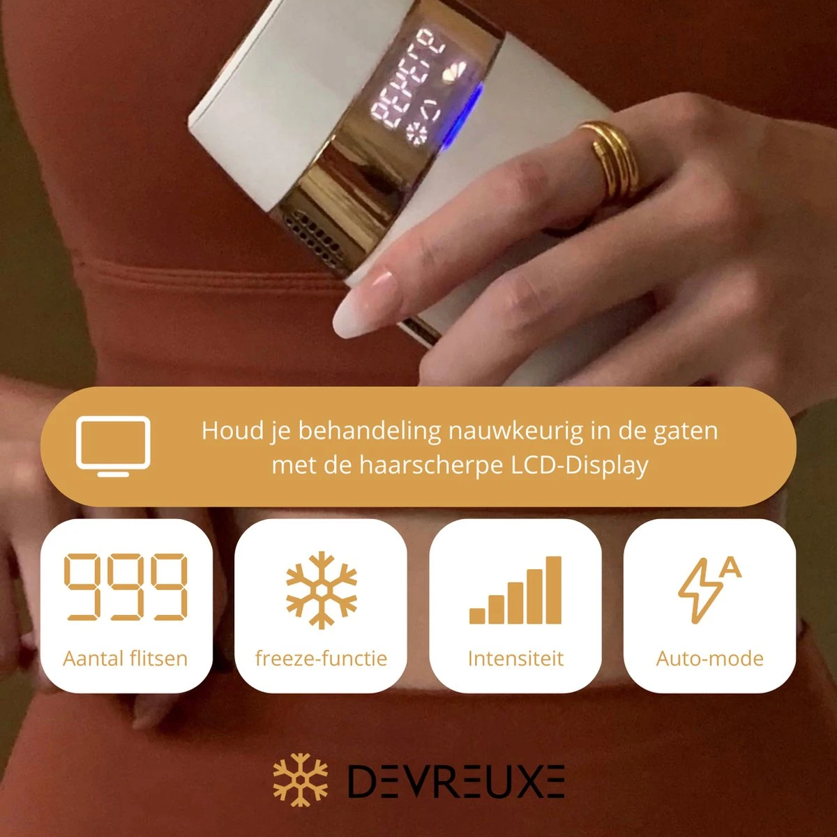 Devreuxe - IPL Ontharingsapparaat – Laser Ontharing – Met Beschermbril – IPL Lichtontharing – 999.999 Flitsen – IPL Ontharing - Met ICE-COOL Functie - Wit 3 Devreuxe - IPL Ontharingsapparaat – Laser Ontharing – Met Beschermbril – IPL Lichtontharing – 999.999 Flitsen – IPL Ontharing - Met ICE-COOL Functie - Wit - Afbeelding 3