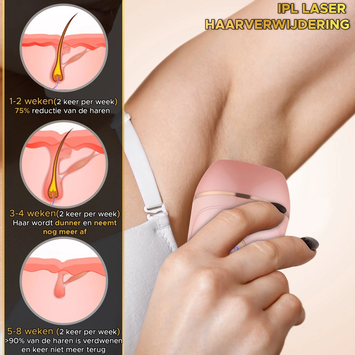 Toivo Ipl 763 Pro Lichtontharingsapparaat - Roze - 900.000 Flitsen - Incl. Beschermingsbril 2 Toivo Ipl 763 Pro Lichtontharingsapparaat - Roze - 900.000 Flitsen - Incl. Beschermingsbril - Afbeelding 2