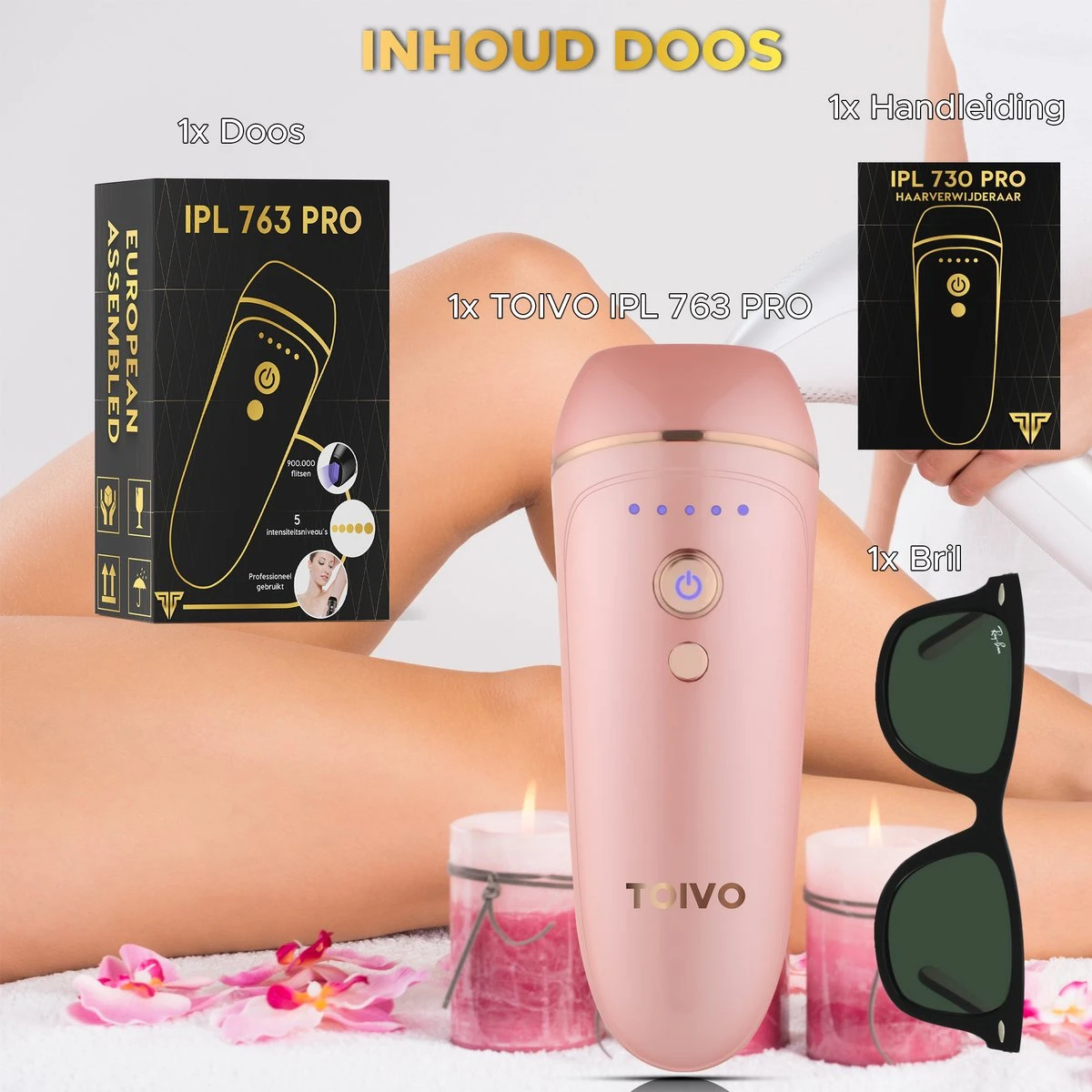 Toivo Ipl 763 Pro Lichtontharingsapparaat - Roze - 900.000 Flitsen - Incl. Beschermingsbril 4 Toivo Ipl 763 Pro Lichtontharingsapparaat - Roze - 900.000 Flitsen - Incl. Beschermingsbril - Afbeelding 4