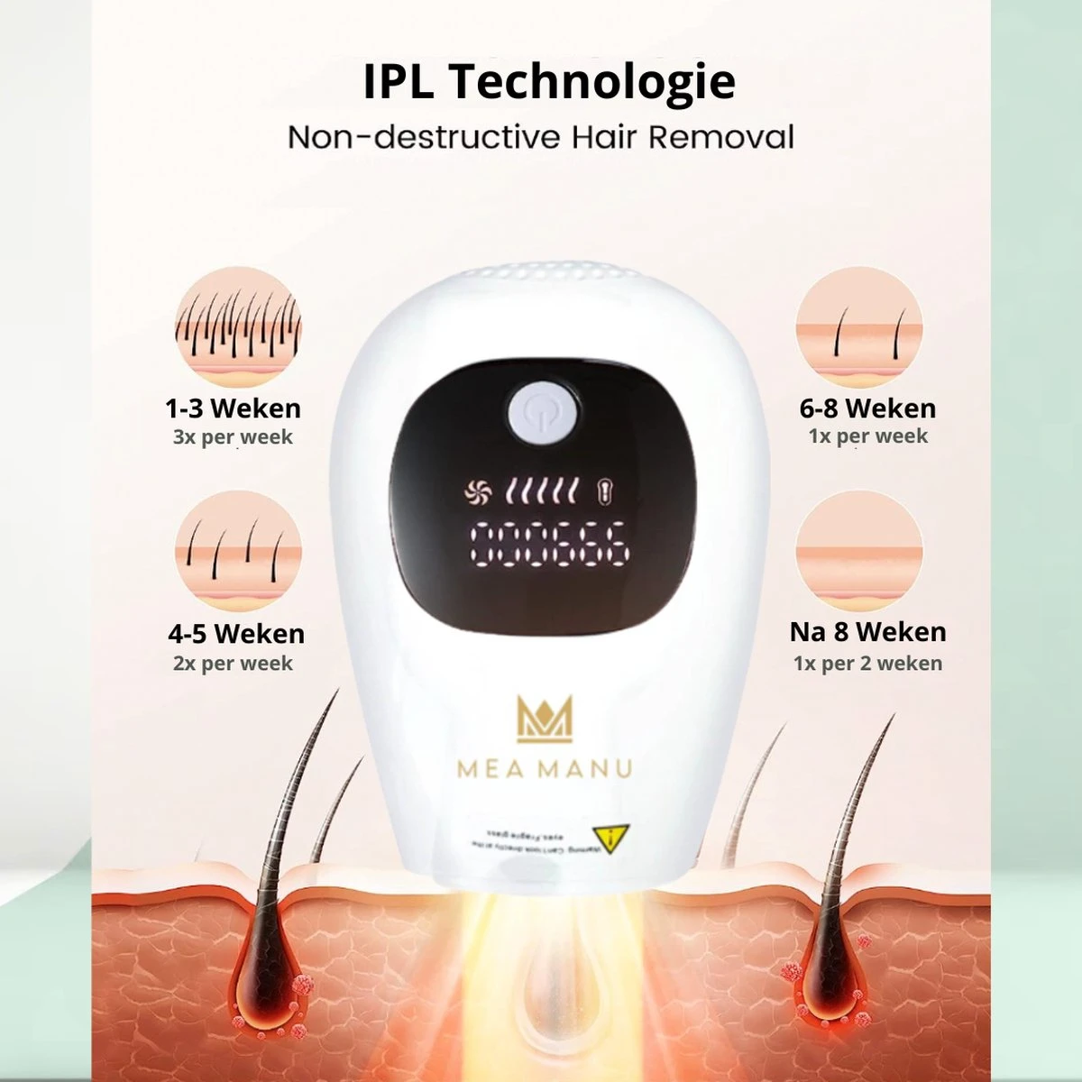 Mea Manu - Laser Ontharingsapparaat - IPL Ontharingsapparaat - Laser Ontharing - Laser En Lichtontharing - IPL Ontharing - Inclusief GRATIS Beschermbril En 2 Scheermesjes 3 Mea Manu - Laser Ontharingsapparaat - IPL Ontharingsapparaat - Laser Ontharing - Laser En Lichtontharing - IPL Ontharing - Inclusief GRATIS Beschermbril En 2 Scheermesjes - Afbeelding 3