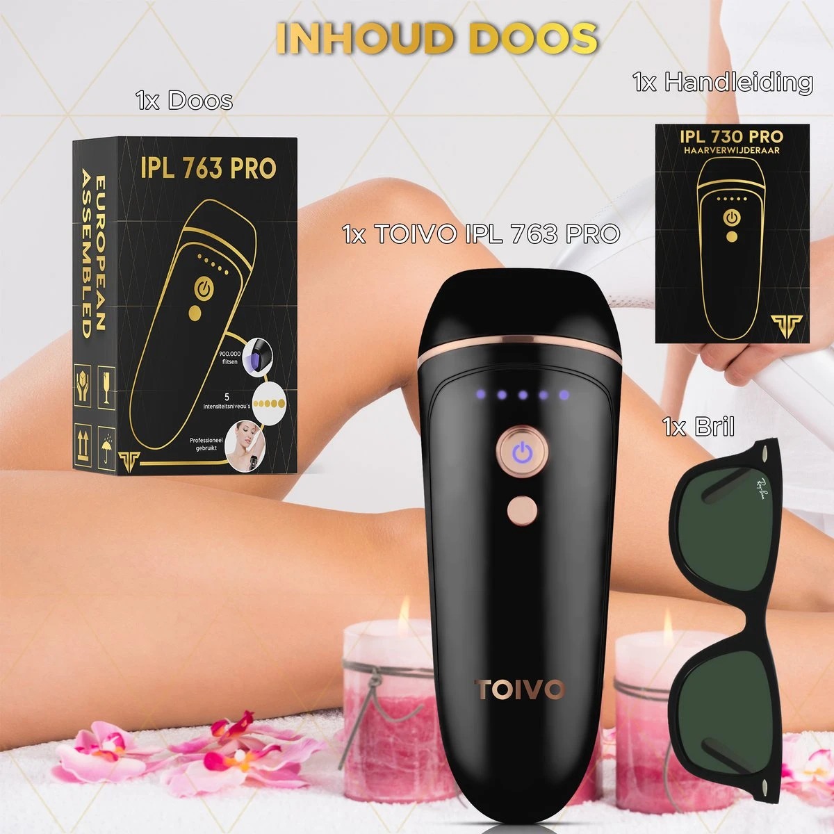 Toivo Ipl 763 Pro Lichtontharingsapparaat - Zwart - 900.000 Flitsen - Incl. Beschermingsbril 5 Toivo Ipl 763 Pro Lichtontharingsapparaat - Zwart - 900.000 Flitsen - Incl. Beschermingsbril - Afbeelding 5