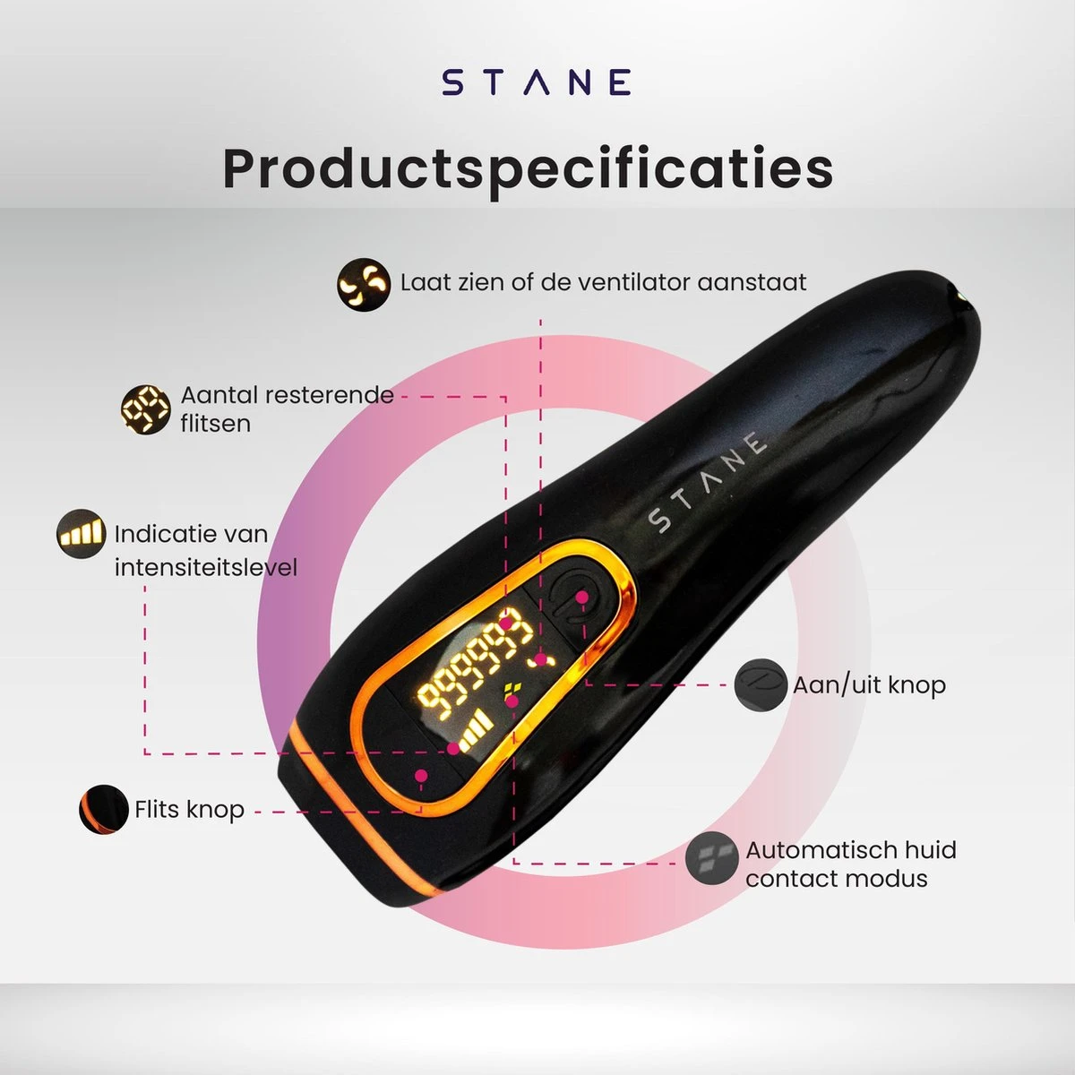 IPL Ontharingsapparaat - IPL Ontharing - 2 Jaar Garantie - Veilig Gecertificeerd - Stane® 5 IPL Ontharingsapparaat - IPL Ontharing - 2 Jaar Garantie - Veilig Gecertificeerd - Stane® - Afbeelding 5