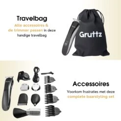 Gruttz - 11 In 1 Baardtrimmer Voor Mannen - Inclusief Reistas - Trimmer Baard Neus Oor En Lichaam - Bodygroomer Mannen -Verzorgingsproductenwinkel 1200x1200 1184