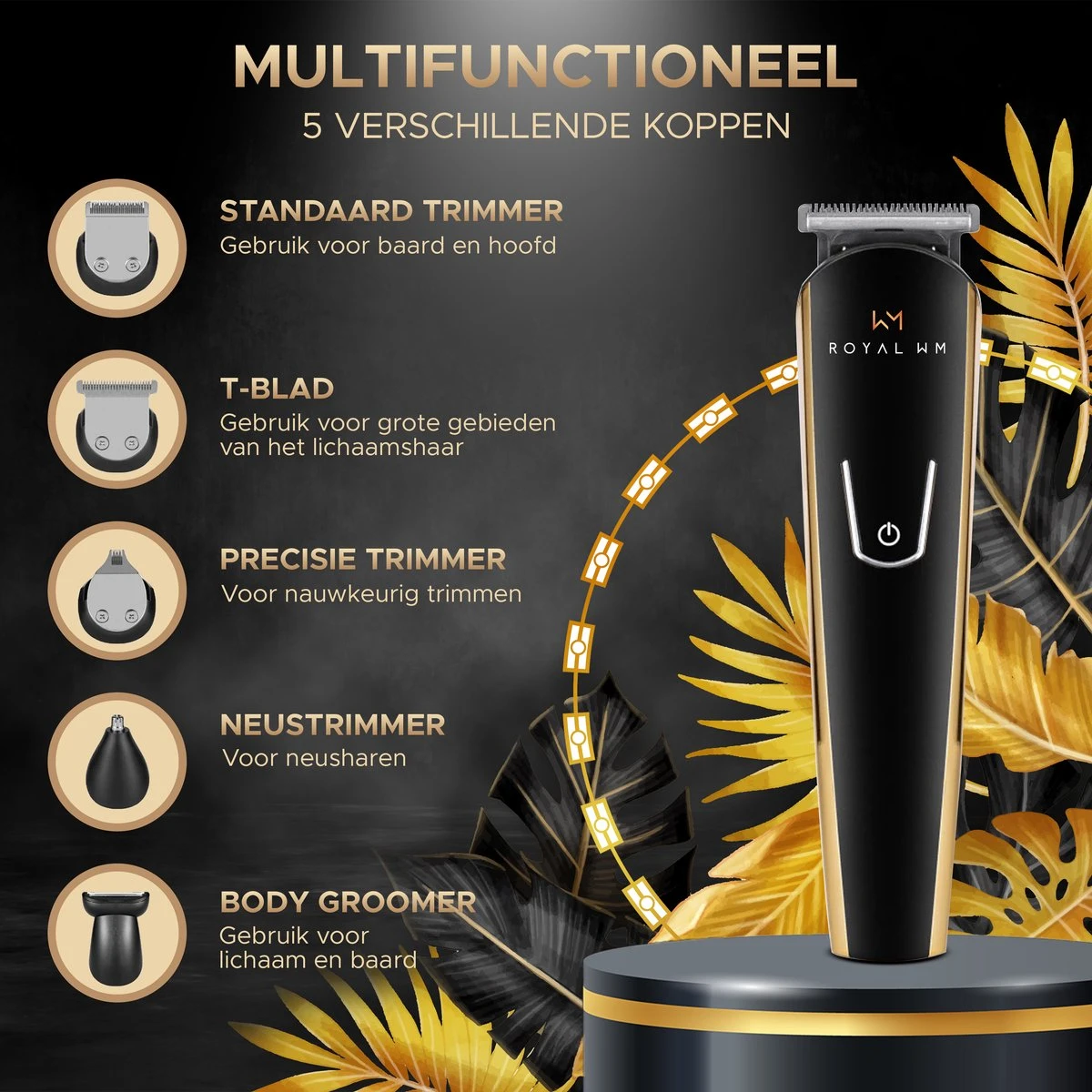 Royal WM - Series 9000 PRO - Baardtrimmer - Zwart - Scheerapparaat - Draadloos 4 Royal WM - Series 9000 PRO - Baardtrimmer - Zwart - Scheerapparaat - Draadloos - Afbeelding 4