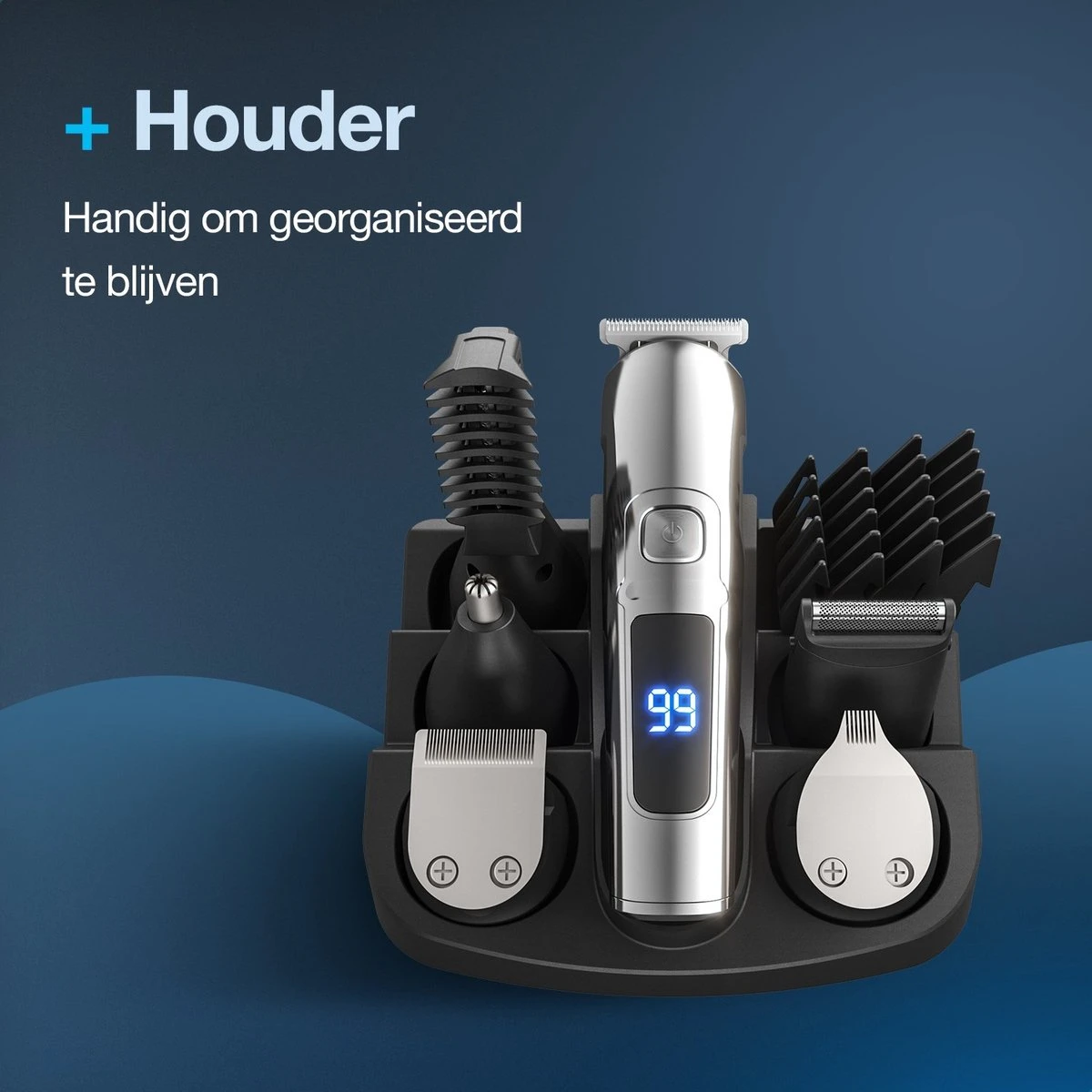 Beeperfect® 6 In 1 Baardtrimmer Voor Mannen - Trimmer - Bodygroomer - Neus En Oor Trimmer - IPX6 Waterdicht - 6 Opzetstukken 2 Beeperfect® 6 In 1 Baardtrimmer Voor Mannen - Trimmer - Bodygroomer - Neus En Oor Trimmer - IPX6 Waterdicht - 6 Opzetstukken - Afbeelding 2