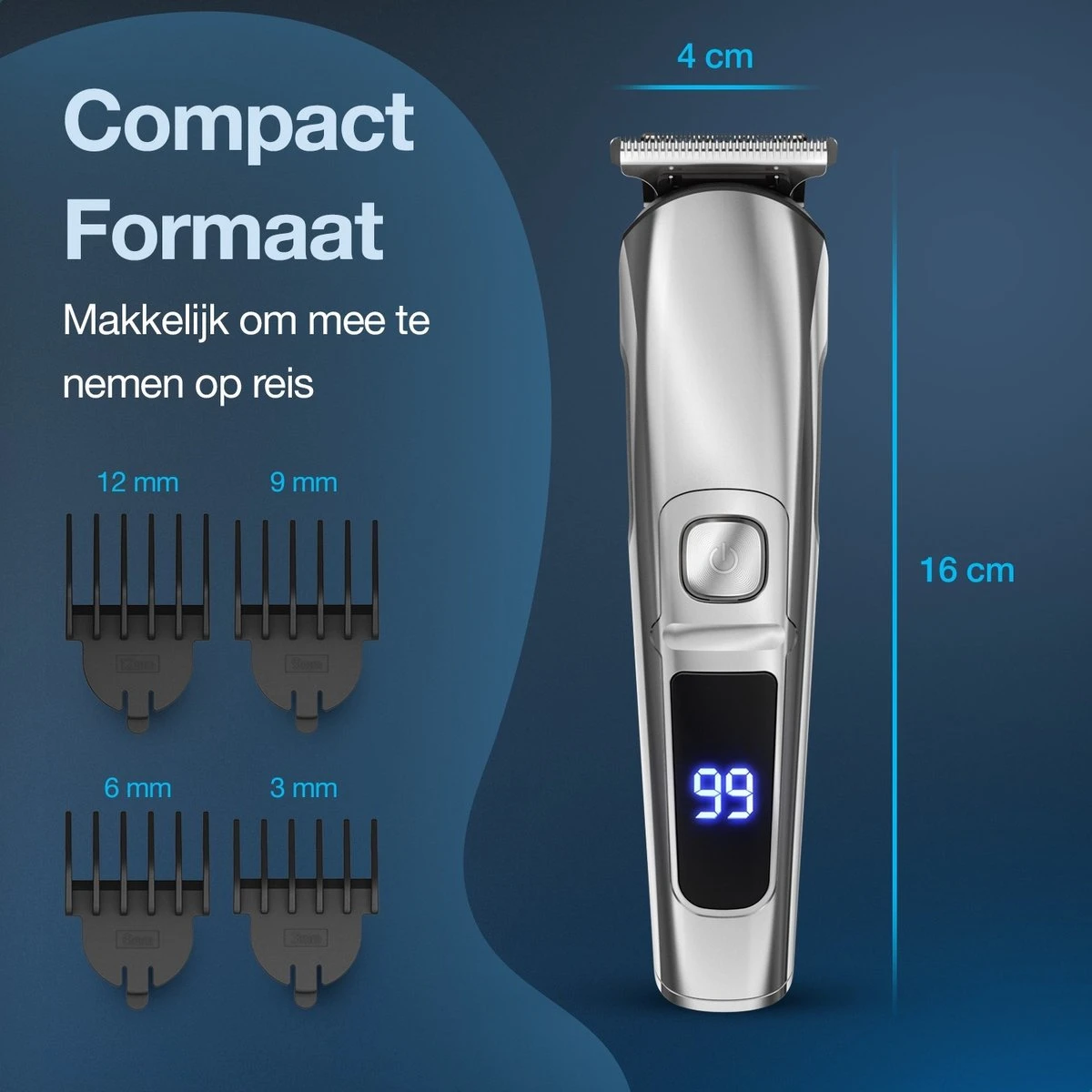 Beeperfect® 6 In 1 Baardtrimmer Voor Mannen - Trimmer - Bodygroomer - Neus En Oor Trimmer - IPX6 Waterdicht - 6 Opzetstukken 4 Beeperfect® 6 In 1 Baardtrimmer Voor Mannen - Trimmer - Bodygroomer - Neus En Oor Trimmer - IPX6 Waterdicht - 6 Opzetstukken - Afbeelding 4
