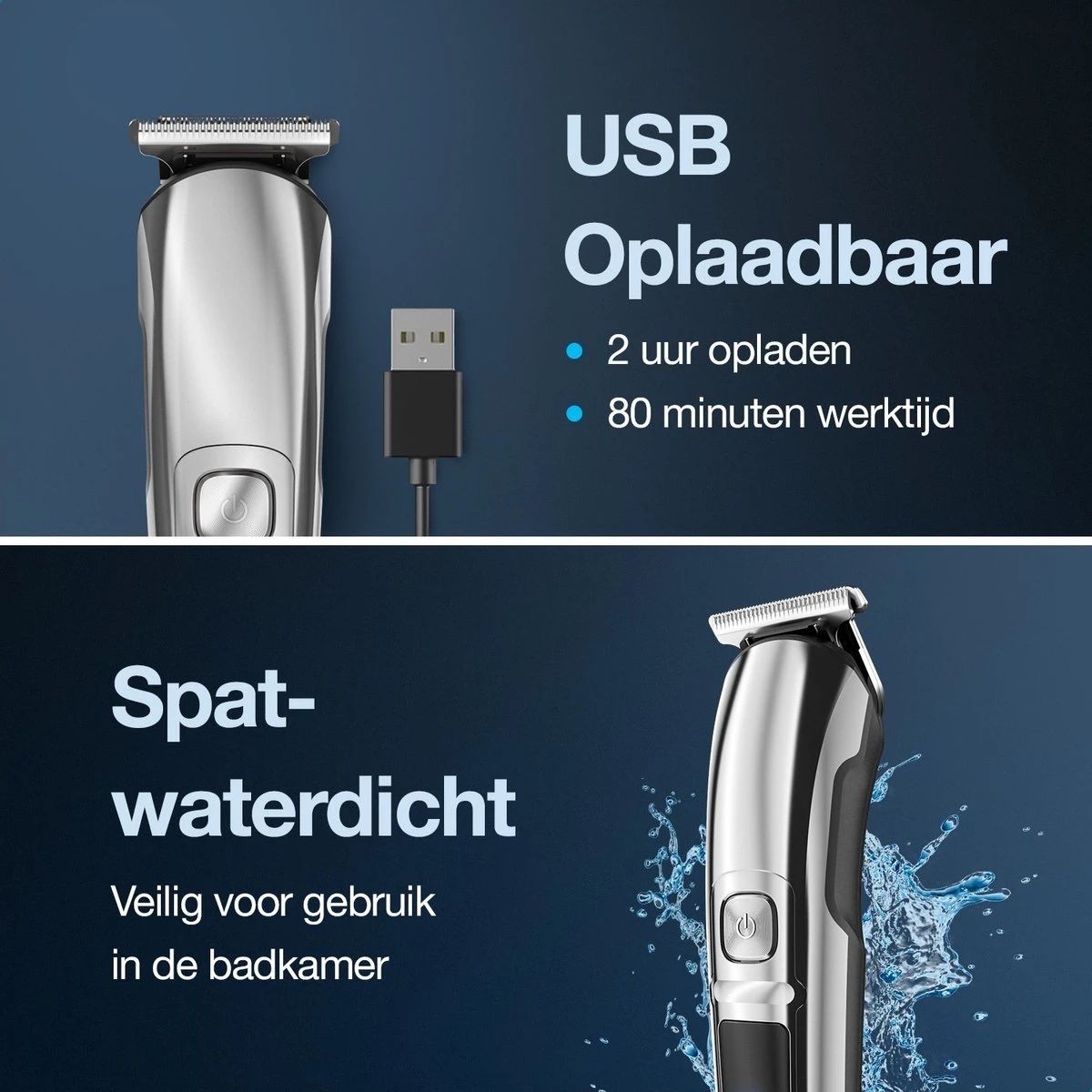 Beeperfect® 6 In 1 Baardtrimmer Voor Mannen - Trimmer - Bodygroomer - Neus En Oor Trimmer - IPX6 Waterdicht - 6 Opzetstukken 7 Beeperfect® 6 In 1 Baardtrimmer Voor Mannen - Trimmer - Bodygroomer - Neus En Oor Trimmer - IPX6 Waterdicht - 6 Opzetstukken - Afbeelding 7