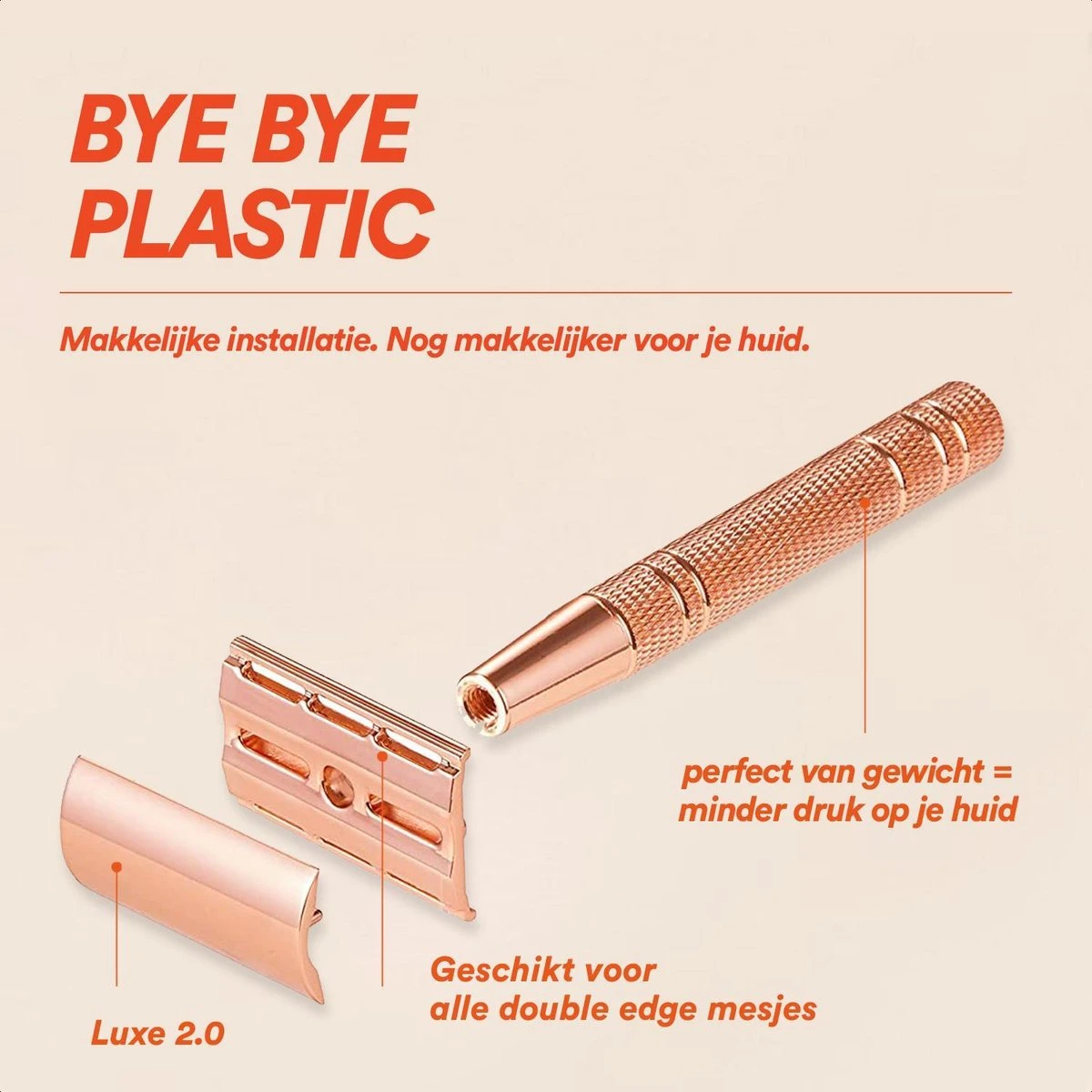 Gutfeeling© - Zero Waste Safety Razor +10 Scheermesjes - Rose Gold Scheermes Voor Vrouwen - Venus - Oksels - Benen 5 Gutfeeling© - Zero Waste Safety Razor +10 Scheermesjes - Rose Gold Scheermes Voor Vrouwen - Venus - Oksels - Benen - Afbeelding 5