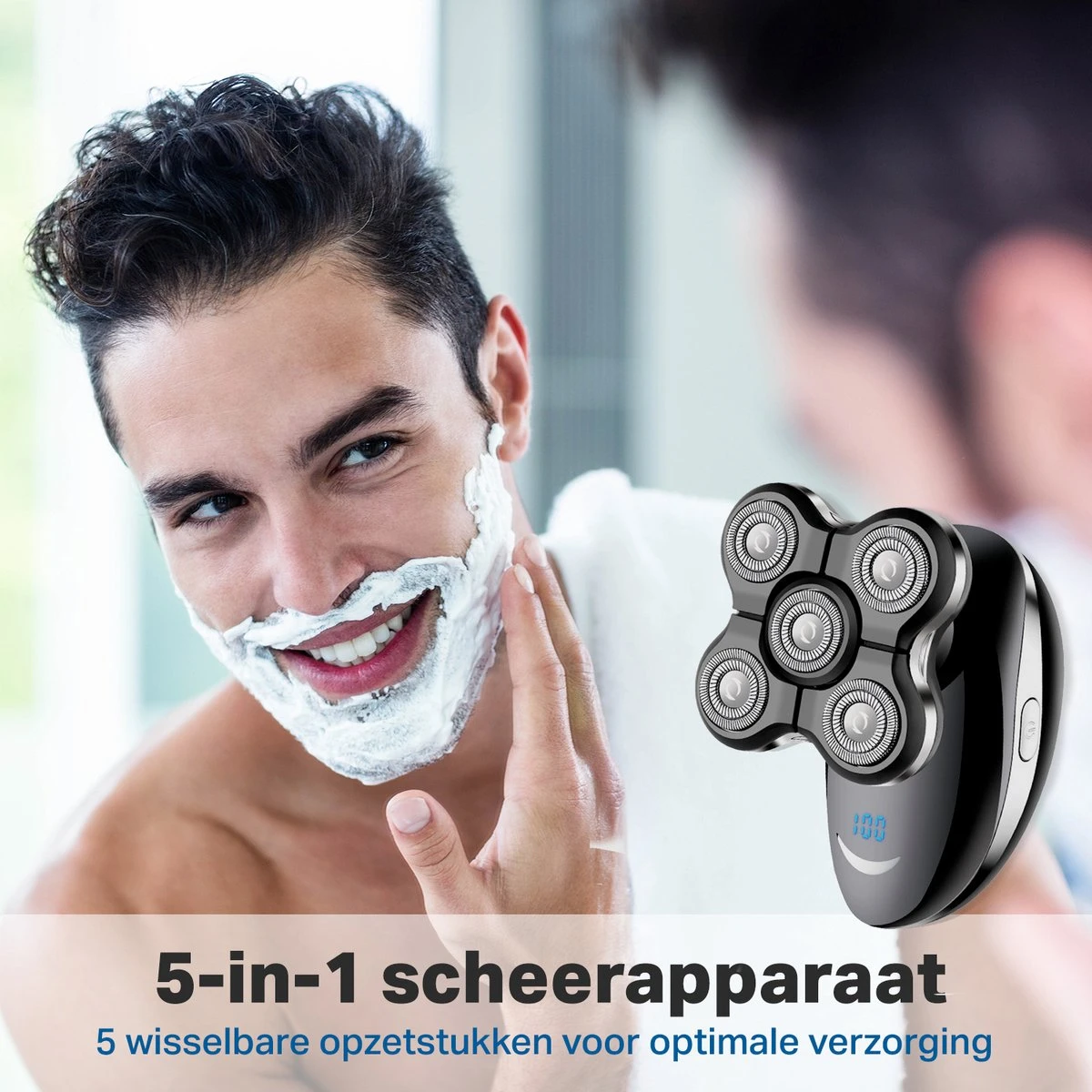 Vivid Green 5-in-1 Scheerapparaat Mannen - Trimmer - Nat En Droog Scheren - Incl. 5 Opzetstukken - Draadloos 2 Vivid Green 5-in-1 Scheerapparaat Mannen - Trimmer - Nat En Droog Scheren - Incl. 5 Opzetstukken - Draadloos - Afbeelding 2