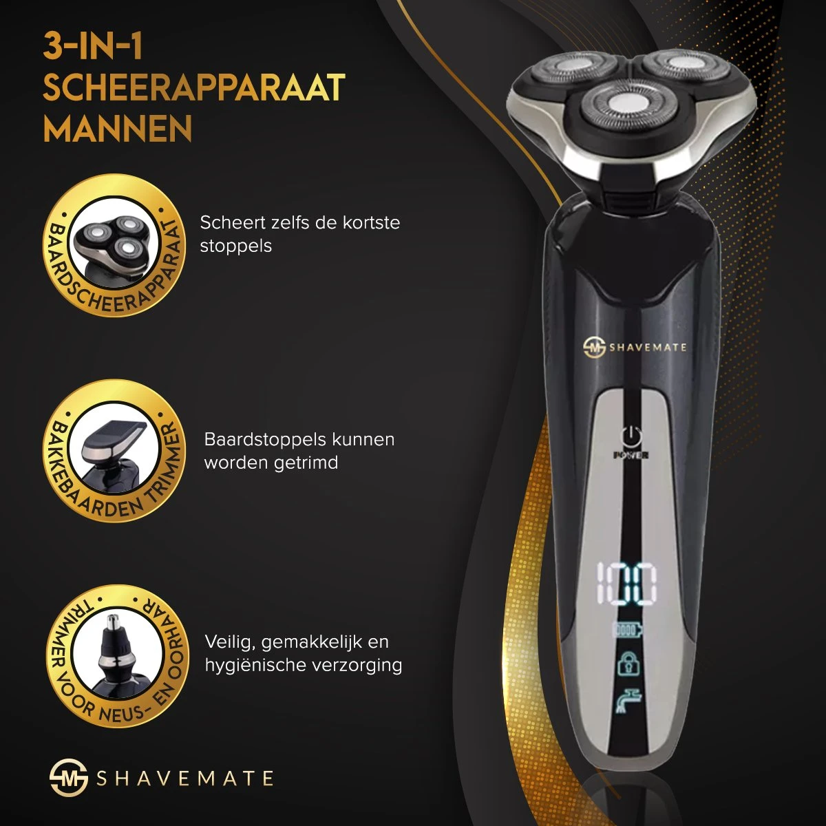 ShaveMate 3-in-1 Scheerapparaat - Baard Trimmer - Tondeuse Voor Mannen - Hair Clipper Set - Draadloos - Waterproof 2 ShaveMate 3-in-1 Scheerapparaat - Baard Trimmer - Tondeuse Voor Mannen - Hair Clipper Set - Draadloos - Waterproof - Afbeelding 2