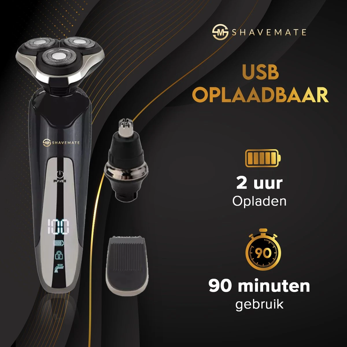 ShaveMate 3-in-1 Scheerapparaat - Baard Trimmer - Tondeuse Voor Mannen - Hair Clipper Set - Draadloos - Waterproof 7 ShaveMate 3-in-1 Scheerapparaat - Baard Trimmer - Tondeuse Voor Mannen - Hair Clipper Set - Draadloos - Waterproof - Afbeelding 7